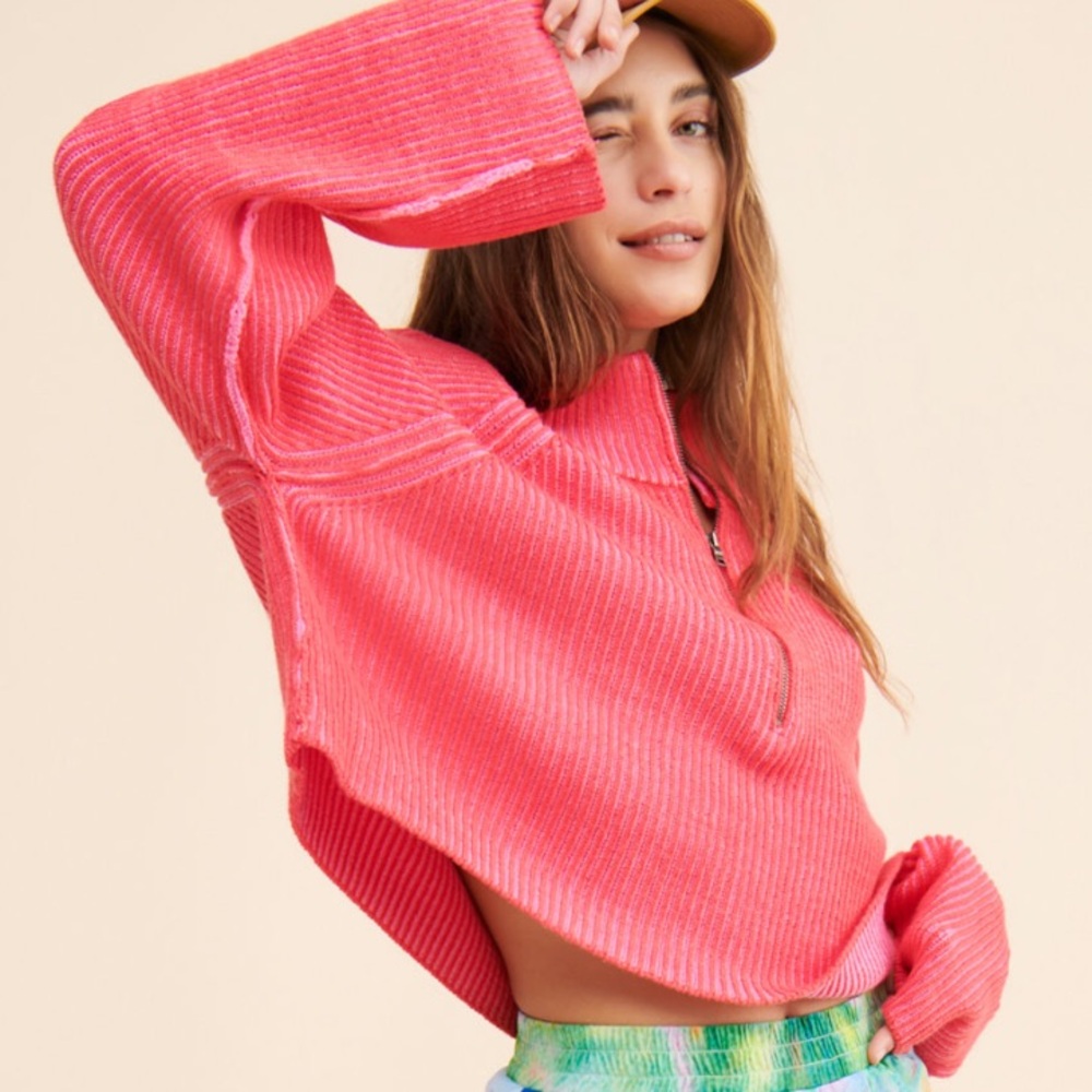 Free People Greta Half Zip Pullover
